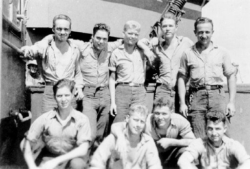 Gun #52 Crew:<br>BACK ROW (L→R) C. Carter, A Routhier, R. Craine, R. Colborn, M. Ruzinoski.<br>FRONT ROW (L→R) J. Bates, R. Overdeep, J Novacek, J. Crowe.