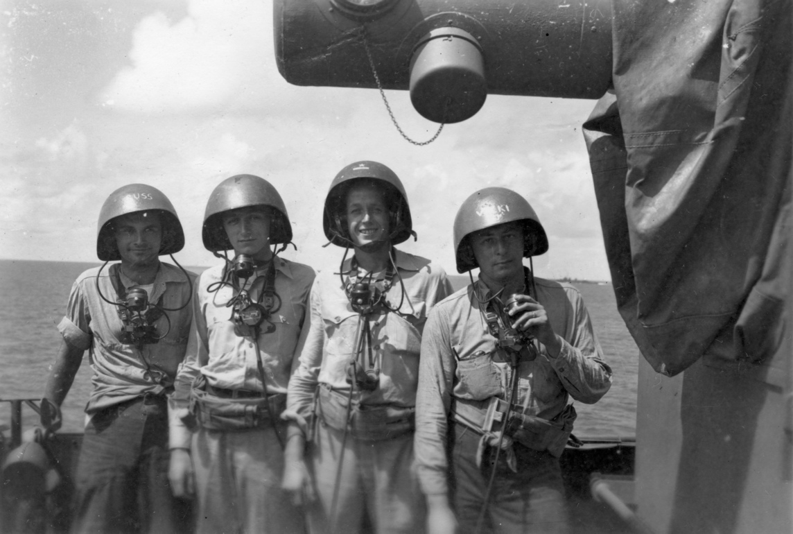 Talkers.<br>(L→R) F. Russo, Lt. Hill, Lt. Nehring, R. Raphael.