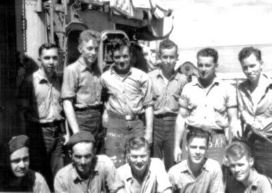 Black gang.<br>BACK ROW (L→R) J. F. Richard, S. Sheldon, L. Northcutt, Bookout, J. Orietski, Bookout. FRONT ROW (L→R) [unknown], [unknown], [unknown], [unknown], [unknown].