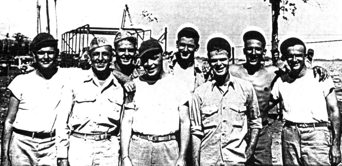 Manus Island.<br>BACK: B. Krimmel, H. Hessleman, P. Ingalls.<br>FRONT: W. Baranger, Dr. Mrazek, R. Winkworth, H. Benoit, S. Magill.