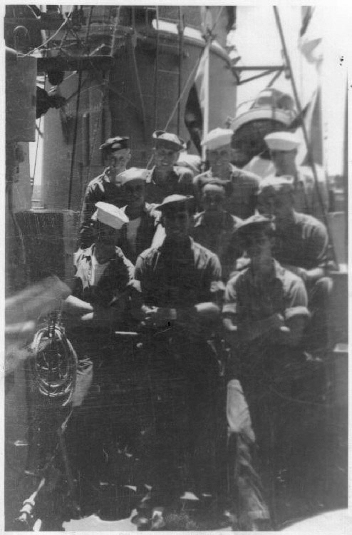 Crew on bridge.