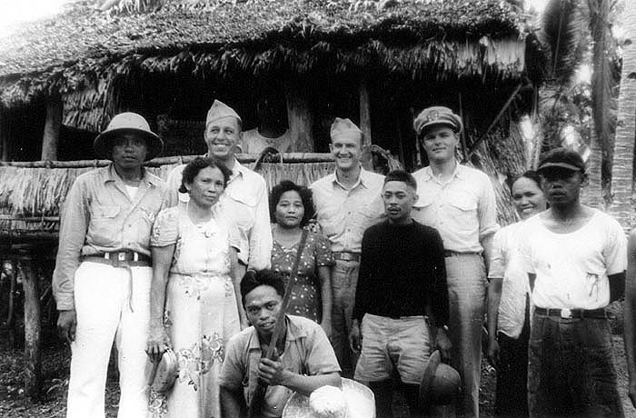 Dr. Mrazek, Lt. Magill, Lt. Walter Baranger on Samar