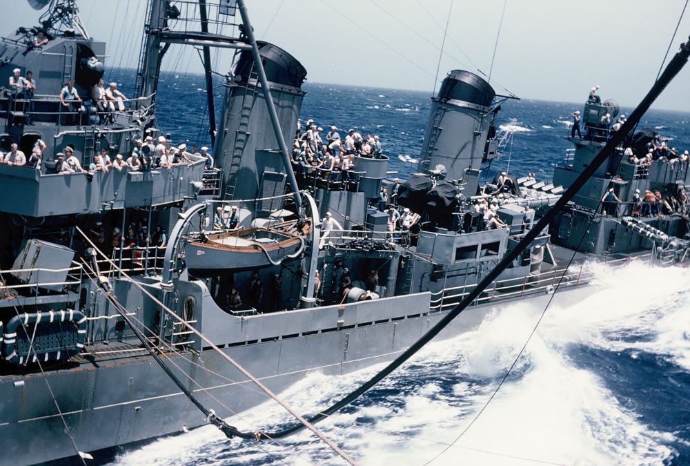Abbot seen from aircraft carrier Hornet (CV 12)